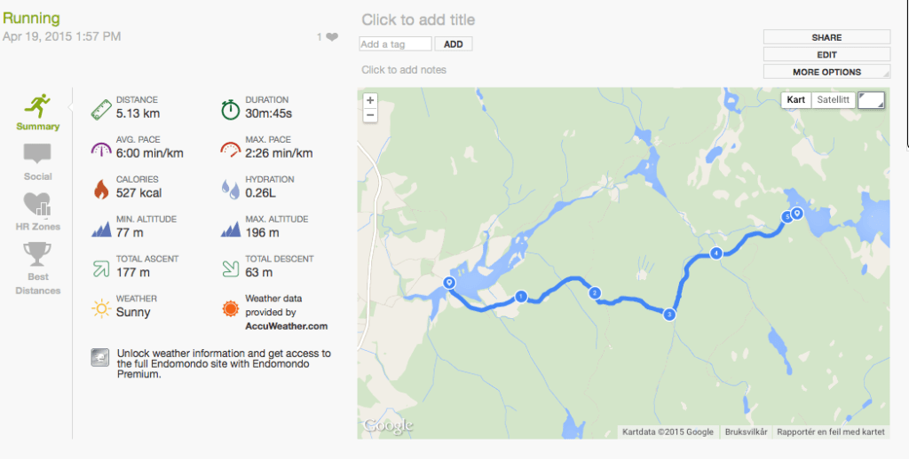 Trening  sykkel 17&nbsp;km.